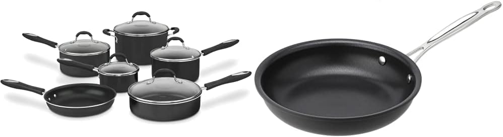 Cuisinart 11-Piece Set Advantage Nonstick Cookware, Black  622-20 Chefs Classic 8-Inch Open Skillet Nonstick-Hard-Anodized