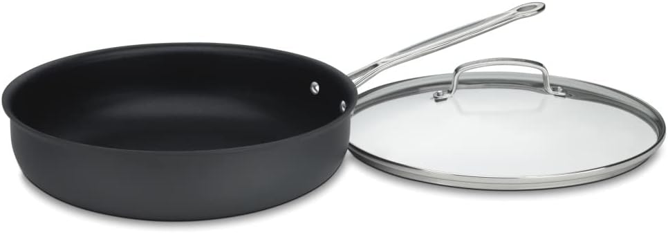 Cuisinart 12-Inch Deep Fry Pan w/Cover, Chefs Classic Nonstick Hard Anodized Collection, 622-30DFP1