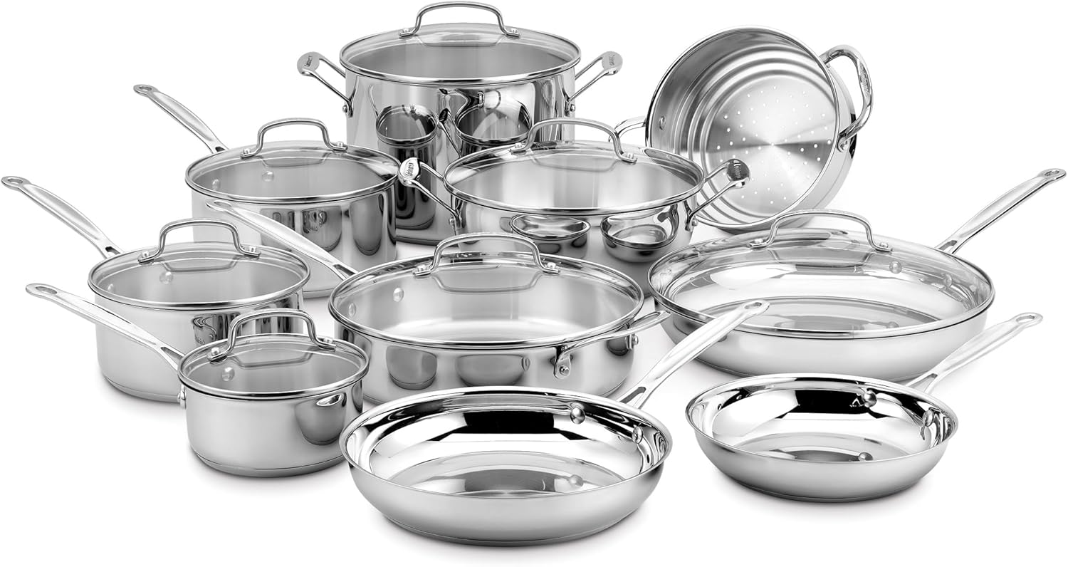 Cuisinart 17-Piece Cookware Set, Chefs Classic Steel Collection 77-17N