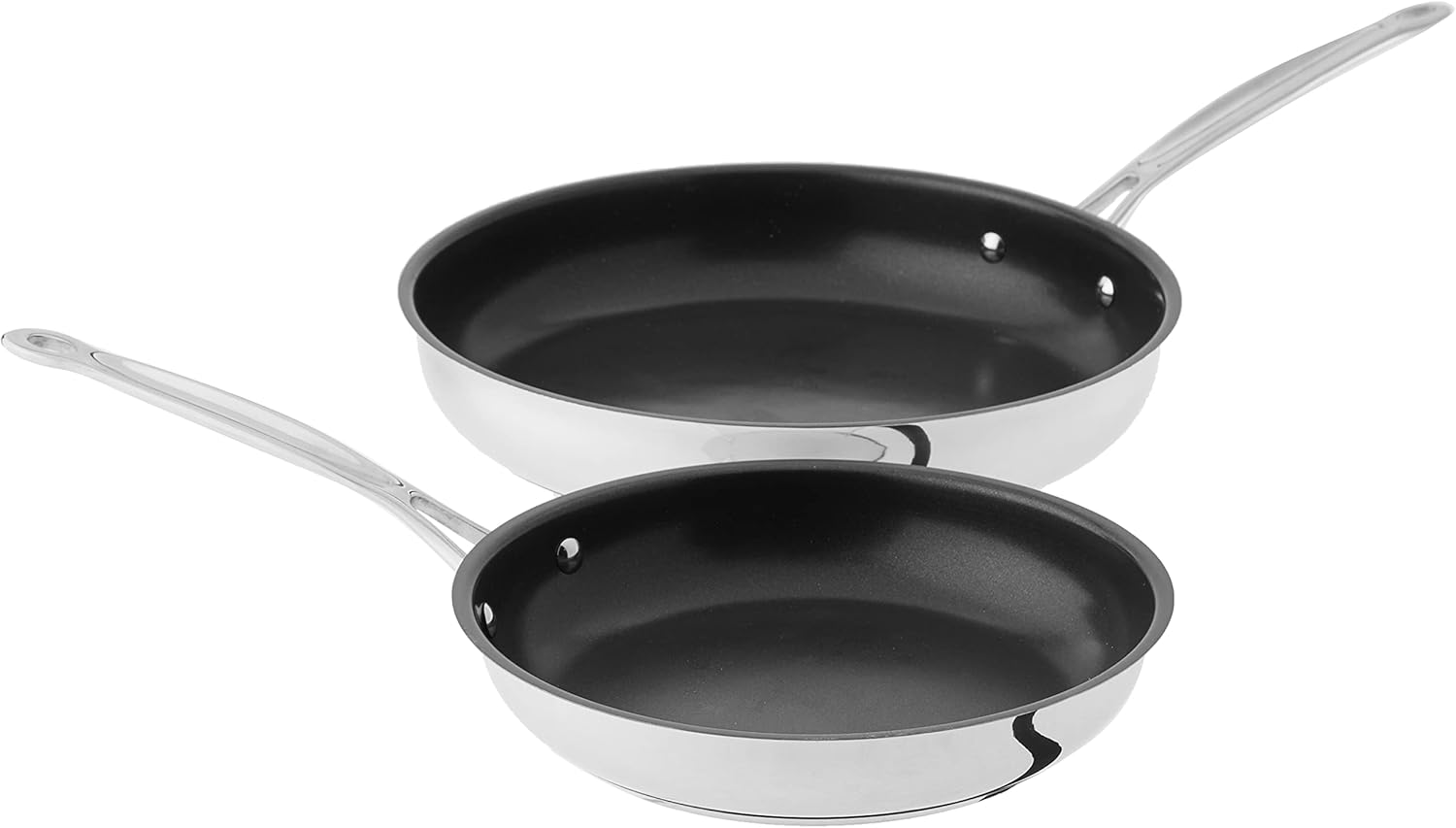 Cuisinart Chefs Classic Stainless Nonstick 2-Piece 9-Inch and 11-Inch Skillet Set - Black And Silver