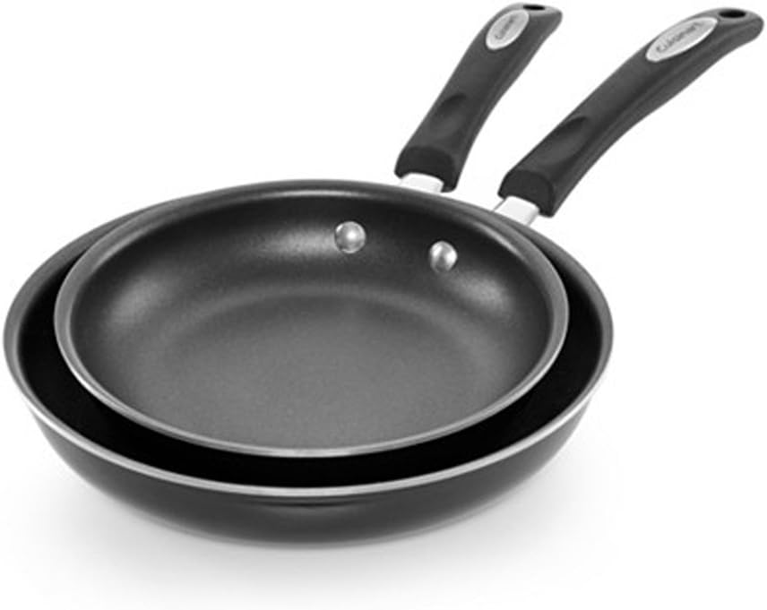 Cuisinart Nonstick Skillet Pan Set, 2 Piece Aluminum, Black/Stainless Steel, 57B22-810BK