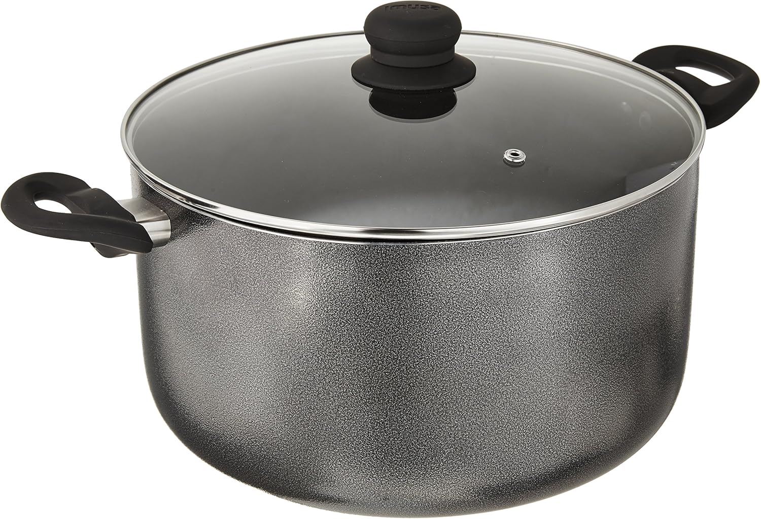 Imusa Charcoal USA IMU-91636 Stock Pot with Glass Lid 10-Quart, Dark Grey, 10Qt