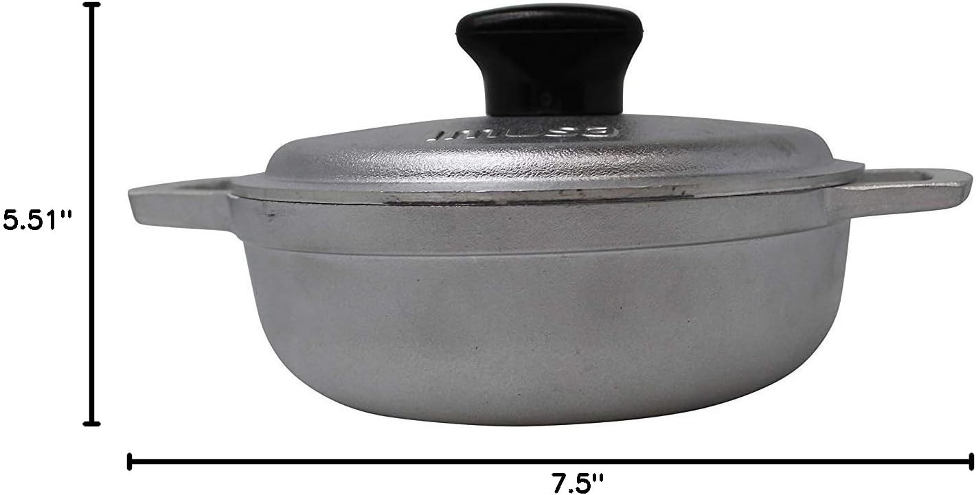 IMUSA USA 0.7Qt Traditional Colombian Mini Caldero (Dutch Oven) for Cooking and Serving, 0.7 Quart, Silver