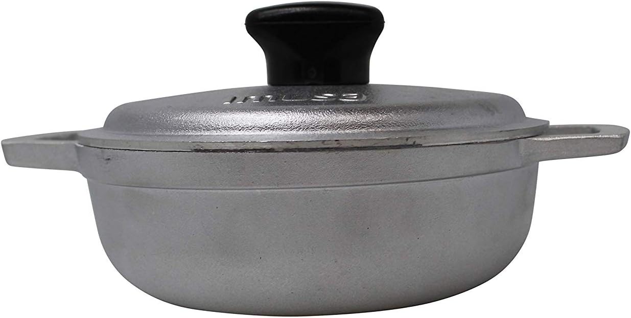 IMUSA USA 0.7Qt Traditional Colombian Mini Caldero (Dutch Oven) for Cooking and Serving, 0.7 Quart, Silver