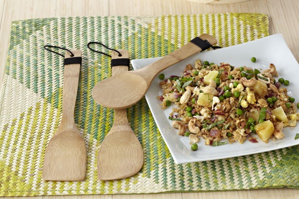 IMUSA USA Cookware Spoon Set 3-Piece, Bamboo