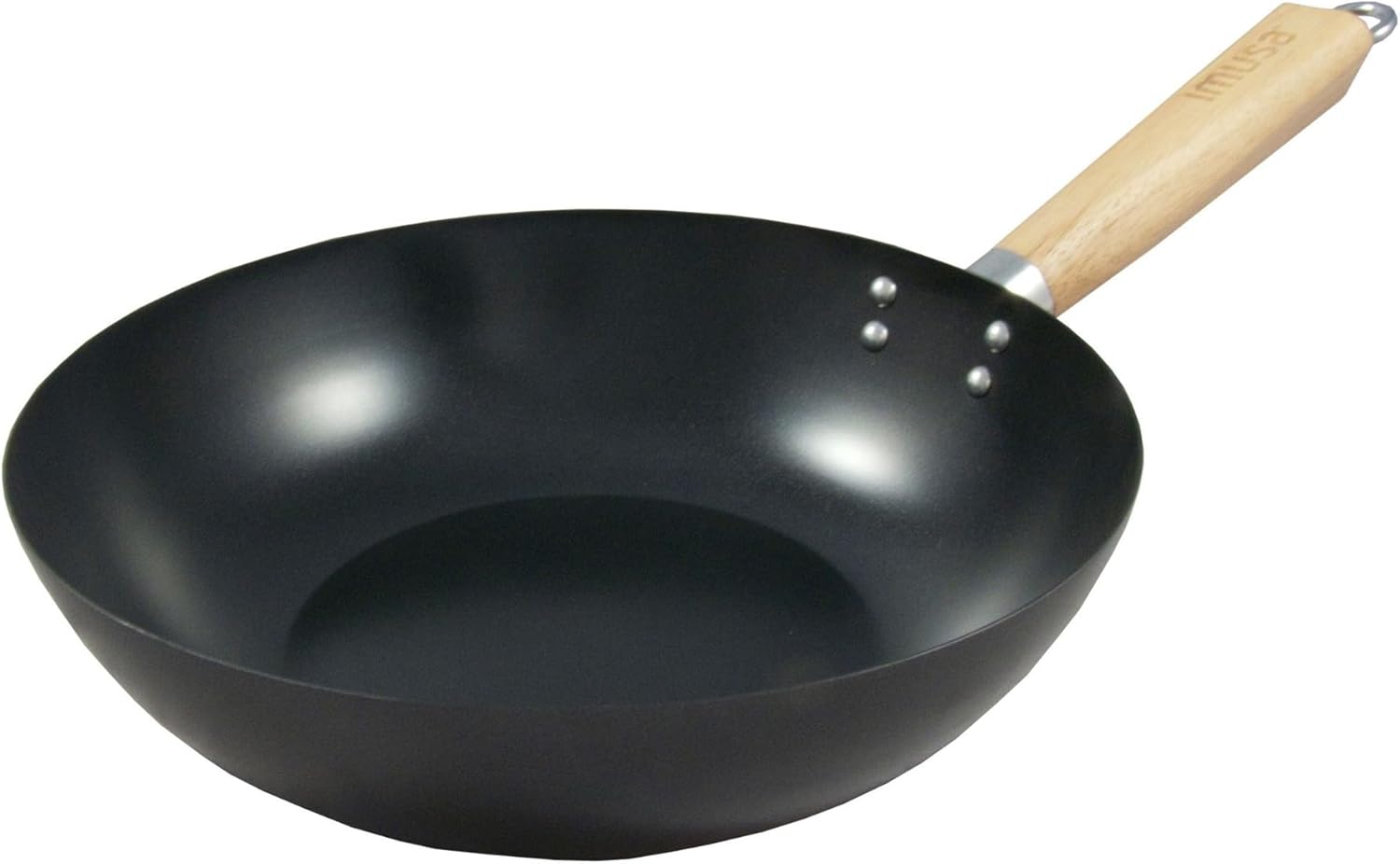 IMUSA USA IMU-52005 Nonstick Wok with Wood Handle 11-Inch