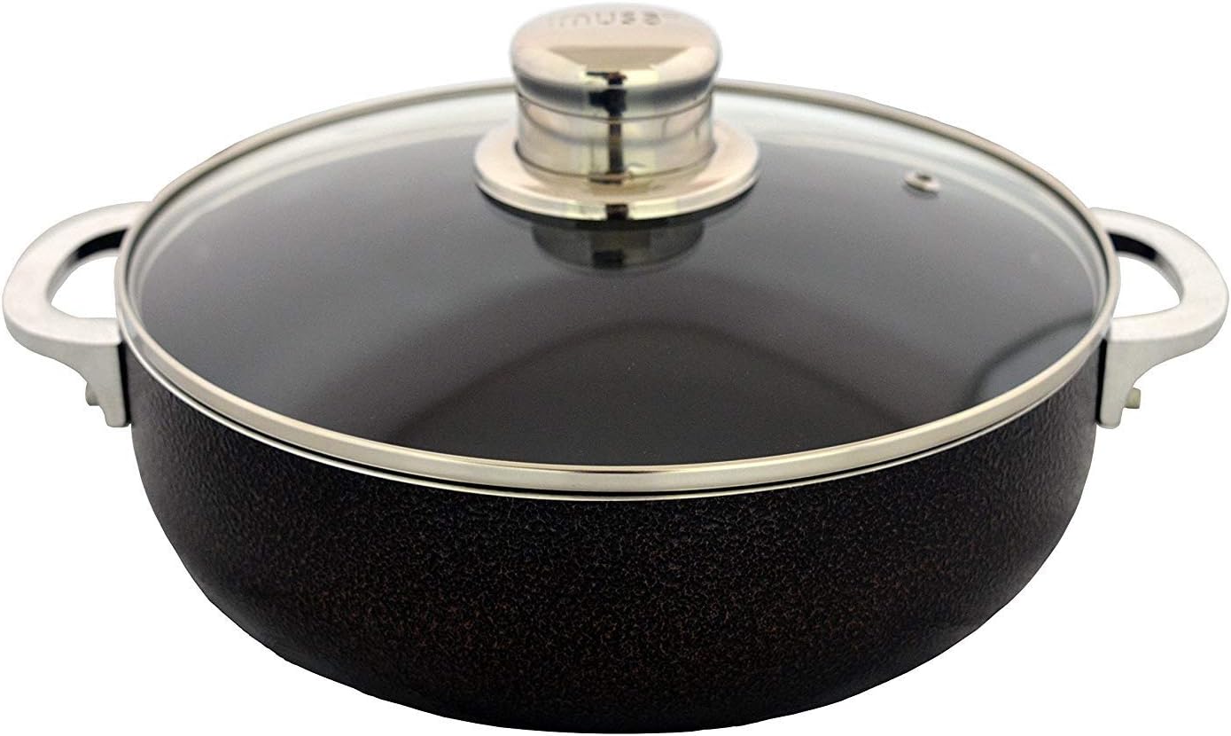 IMUSA USA Nonstick Dutch Oven with Glass Lid 3.2-Quart, Bronzed