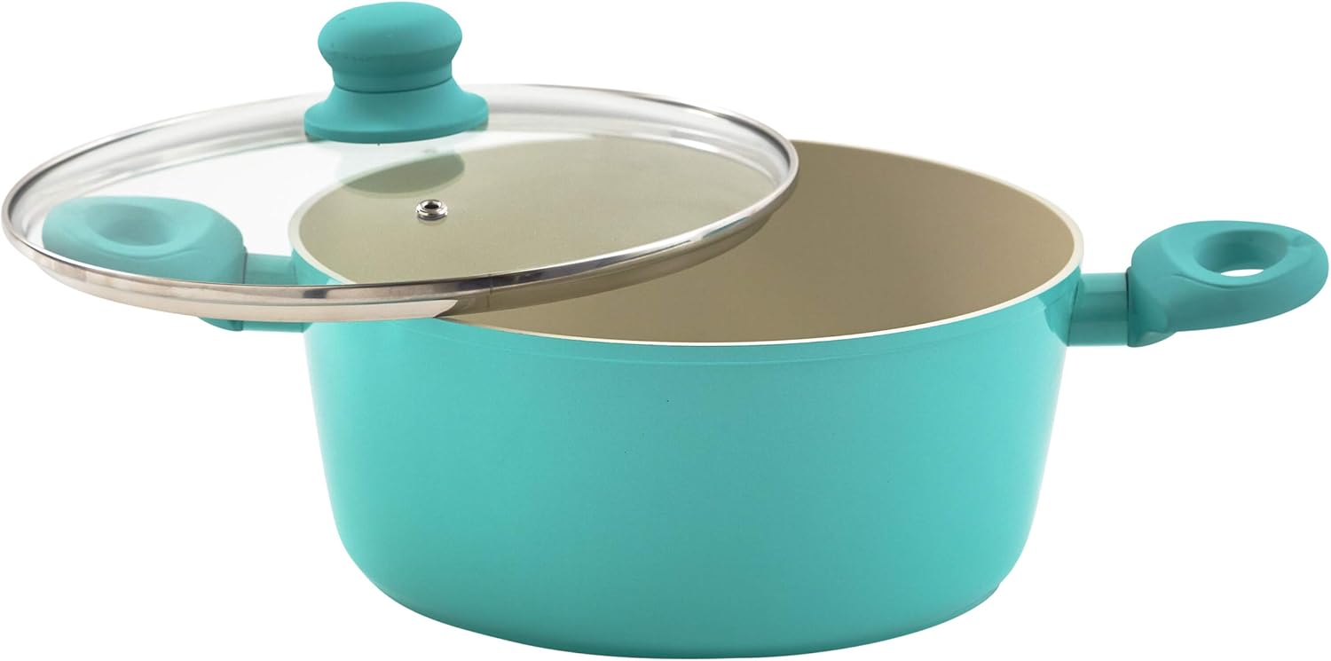 IMUSA USA Teal 3Qt Forged Dutch Oven with Glass Lid, 3 Quart