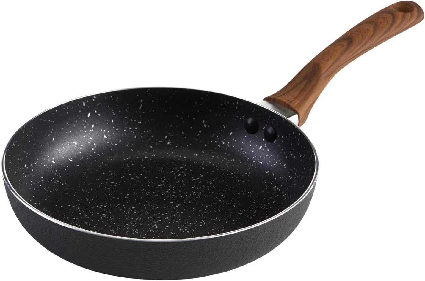 IMUSA USA Woodlook 8 Black Stone Fry Pan Handle and Speckled Nonstick Interior, 8