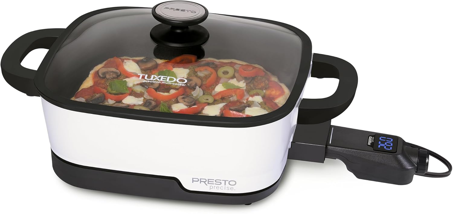 Presto 07118 Tuxedo Precision Multi-Cooker Digital Skillet, 12, White