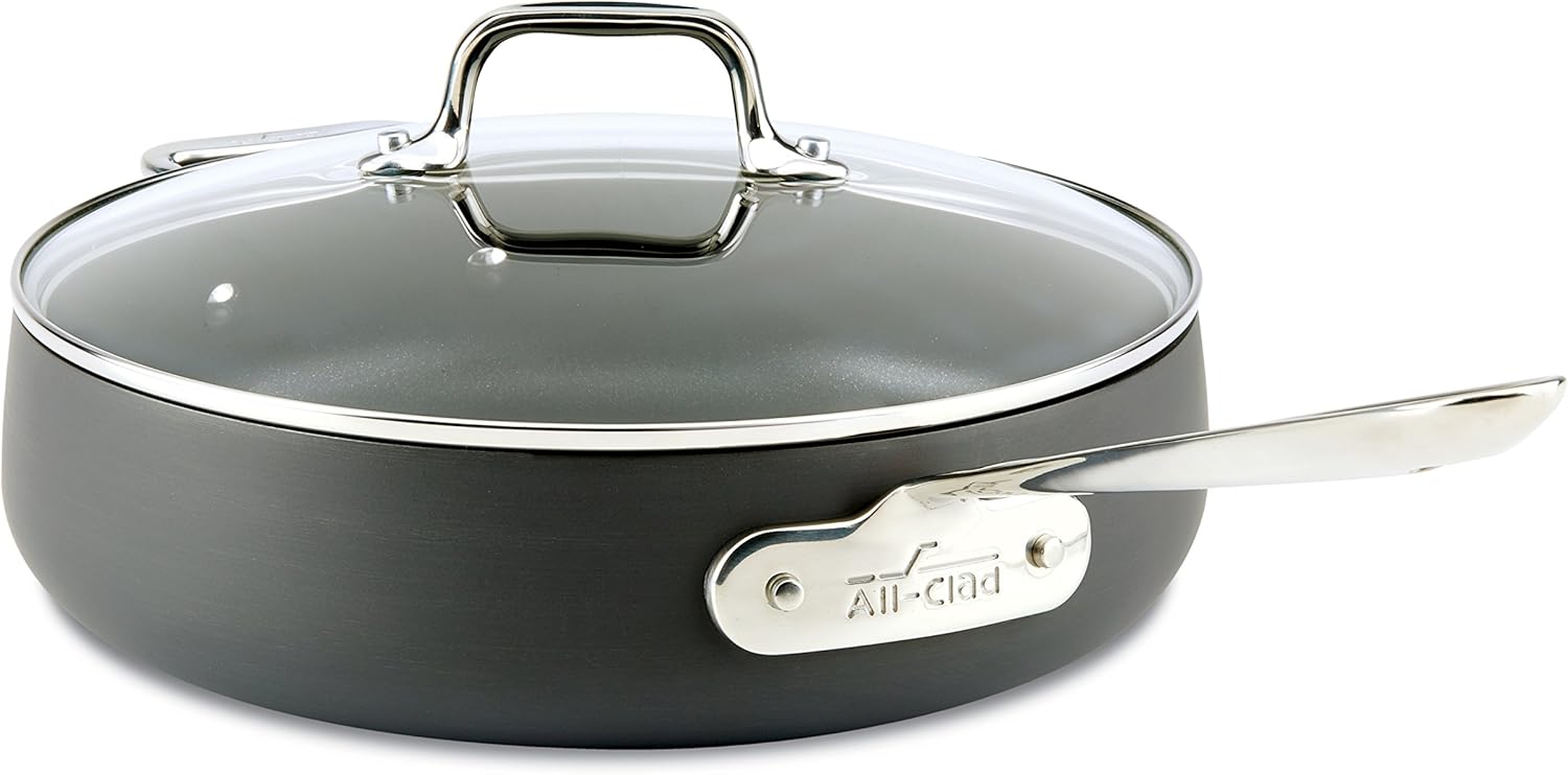 All-Clad HA1 Hard Anodized Nonstick Saute Pan Cookware, 4-Quart, Black  E1002S63 HA1 Hard Anodized Nonstick Fry Pan Cookware Set, 10 Inch and 12 Inch Fry Pan, 2 Piece, Grey