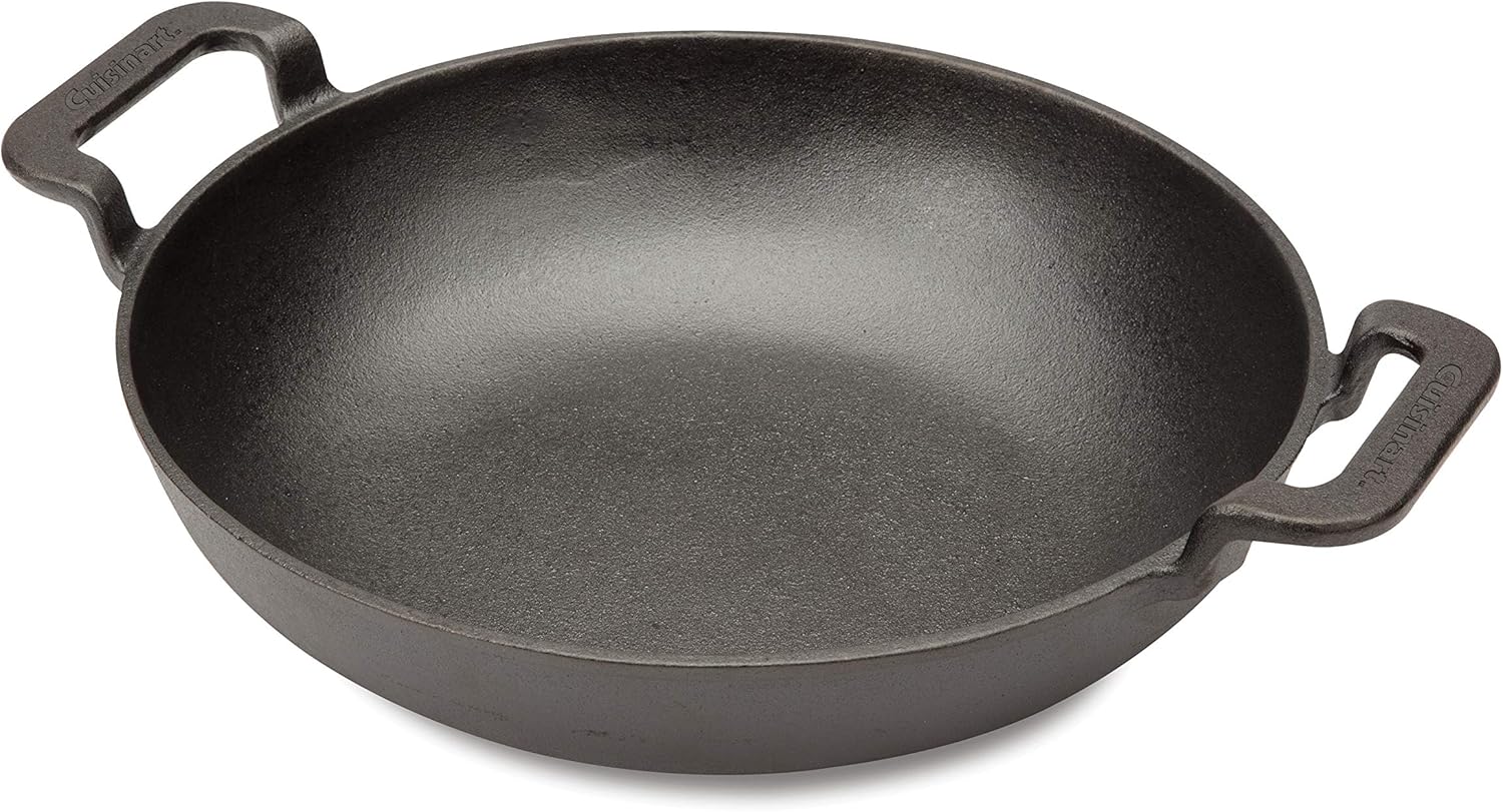 Cuisinart CCW-800, Pre-seasoned Cast Iron Grilling Wok, 10