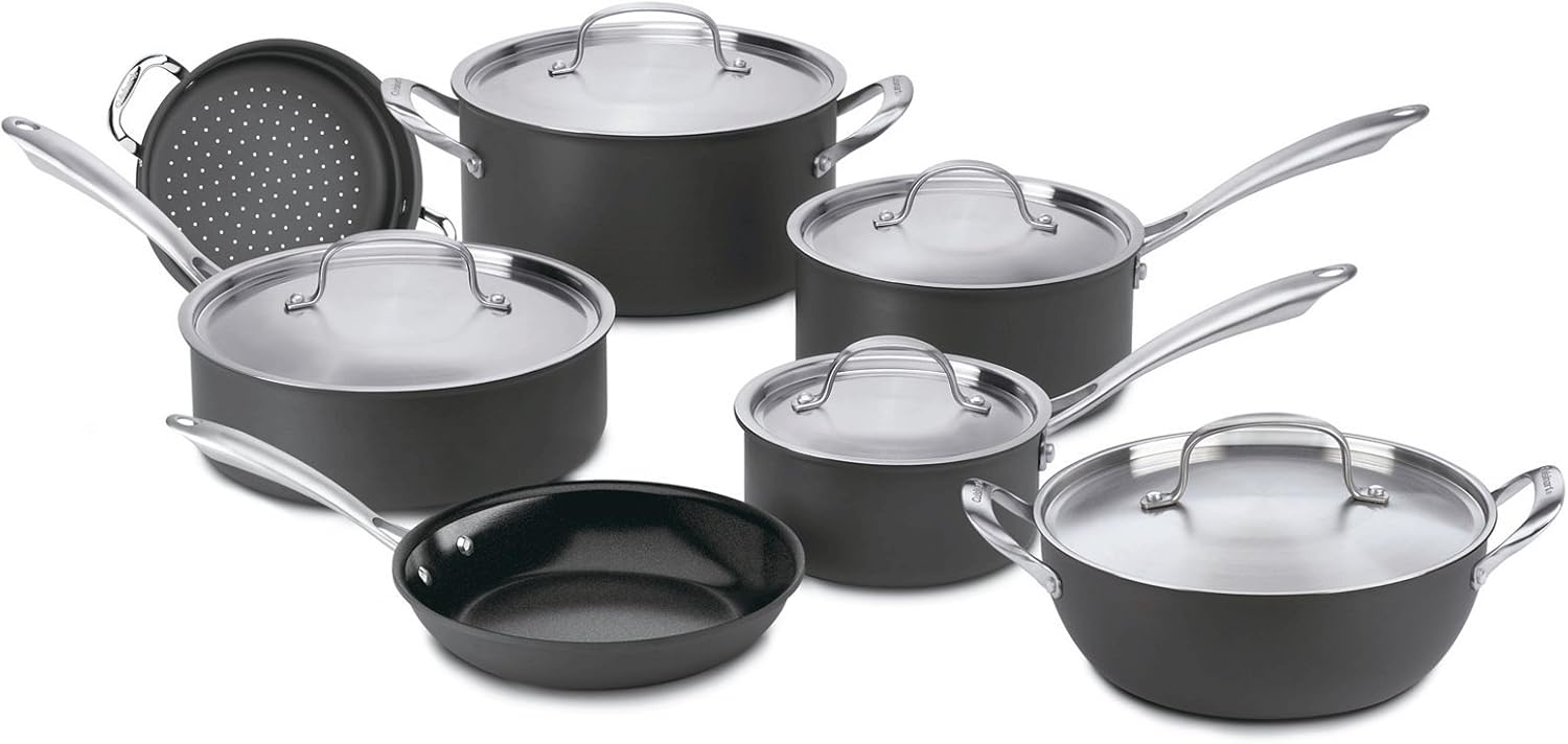 Cuisinart GreenGourmet Hard Anodized 12-Piece Cookware Set with 12-Inch Skillet and Glass Cover