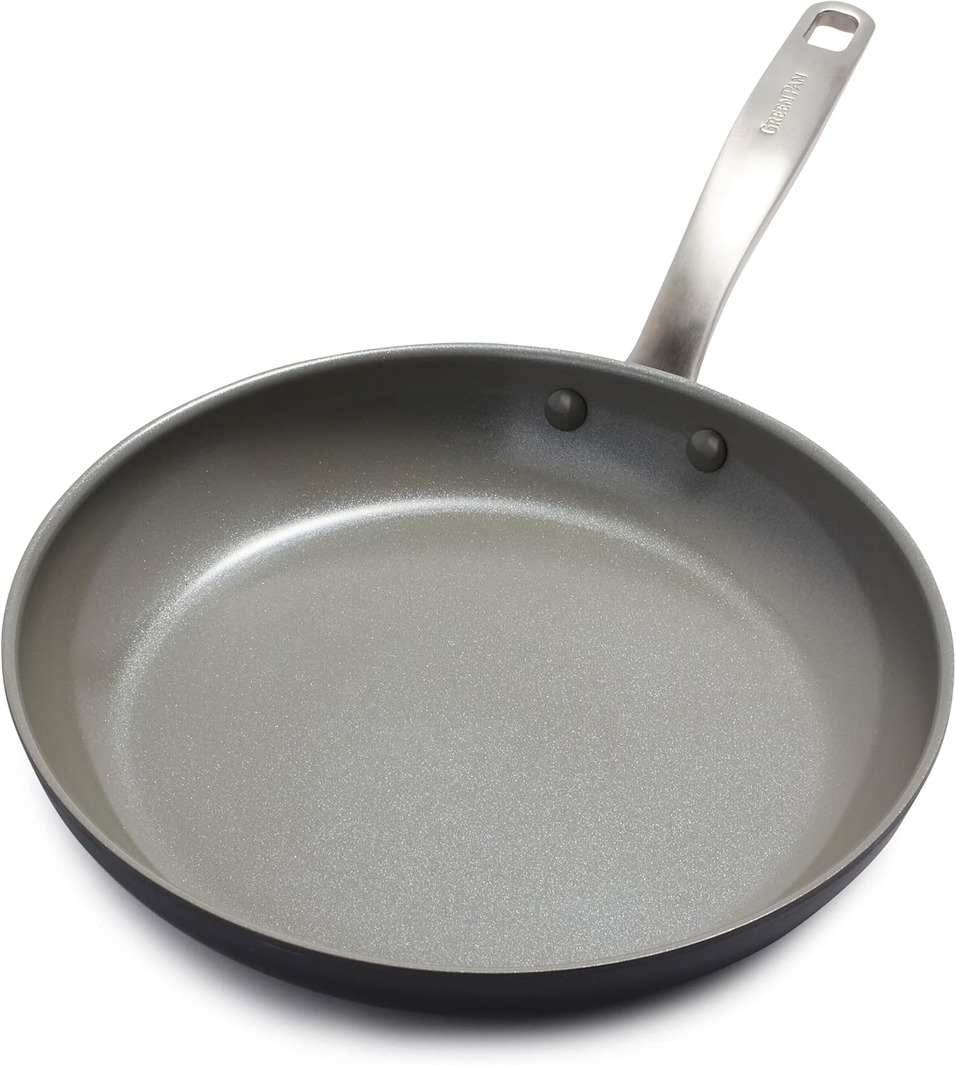 GreenPan Chatham Hard Anodized Healthy Ceramic 8%22 and 10%22 Frying Pan Skillet Set, Oven Safe, Gray  Chatham Hard Anodized Healthy Ceramic, 12%22 Frying Pan Skillet, Oven Safe, Gray