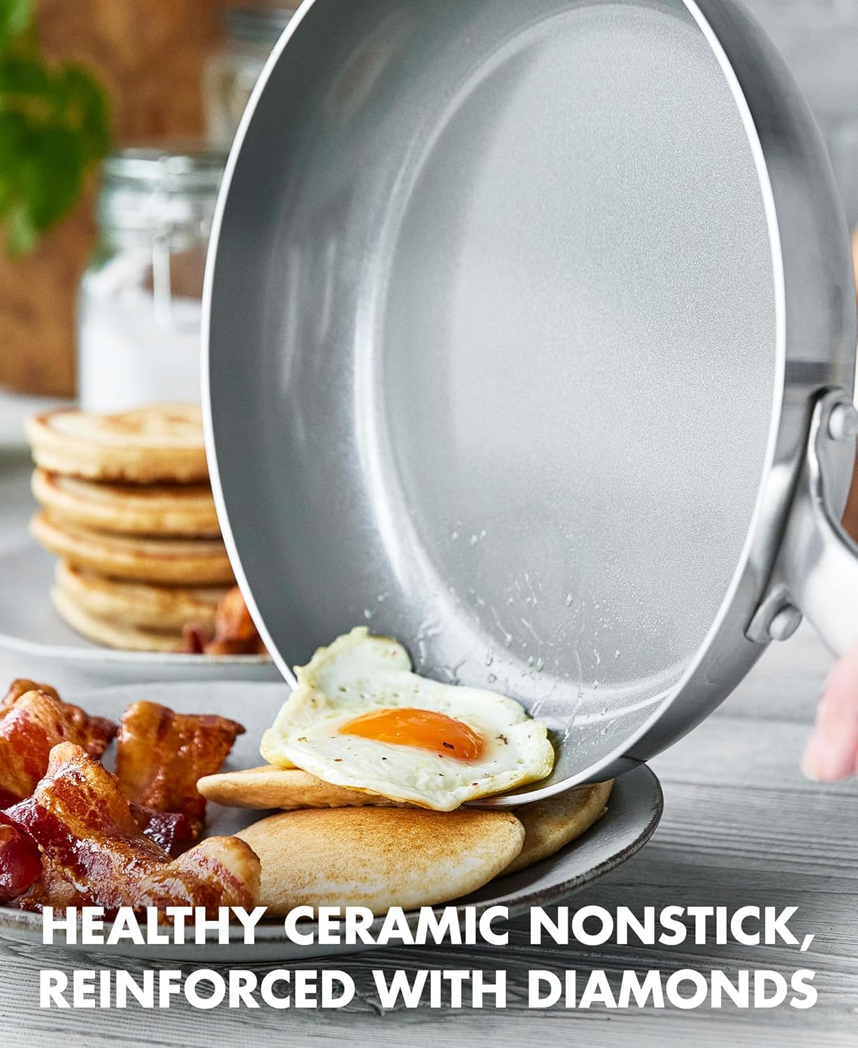 GreenPan Chatham Tri-Ply Stainless Steel Cookware Healthy Ceramic Nonstick 8 10 and 12 3 Piece Frying Pan Skillet Set, PFAS-Free, Multi Clad, Induction, Dishwasher Safe, Oven and Broiler Safe