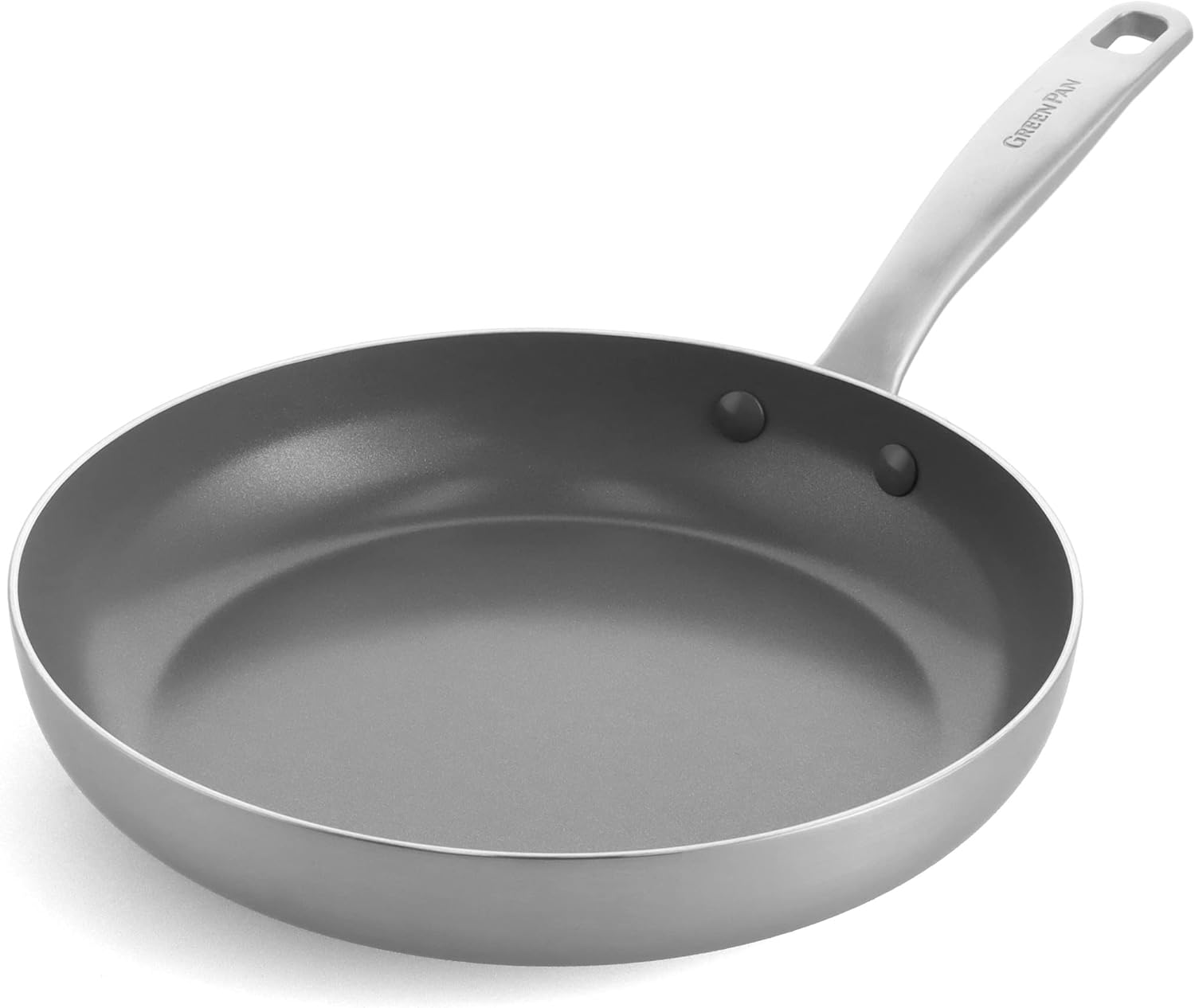 GreenPan Chatham Tri-Ply Stainless Steel Healthy Ceramic Nonstick 10 Frying Pan Skillet, PFAS-Free, Induction Suitable, Dishwasher Safe, Silver