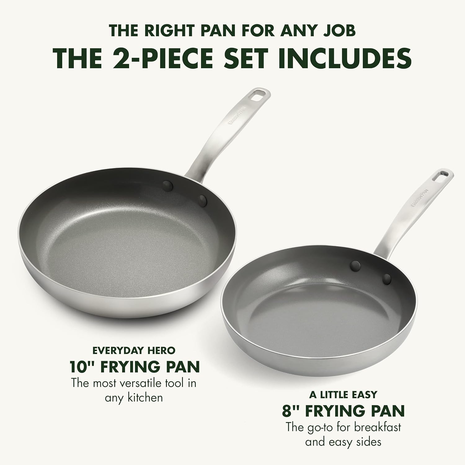 GreenPan Chatham Tri-Ply Stainless Steel Healthy Ceramic Nonstick 11 Frying Pan Skillet with Lid, PFAS-Free, Multi Clad, Induction, Dishwasher Safe, Oven Safe, Silver