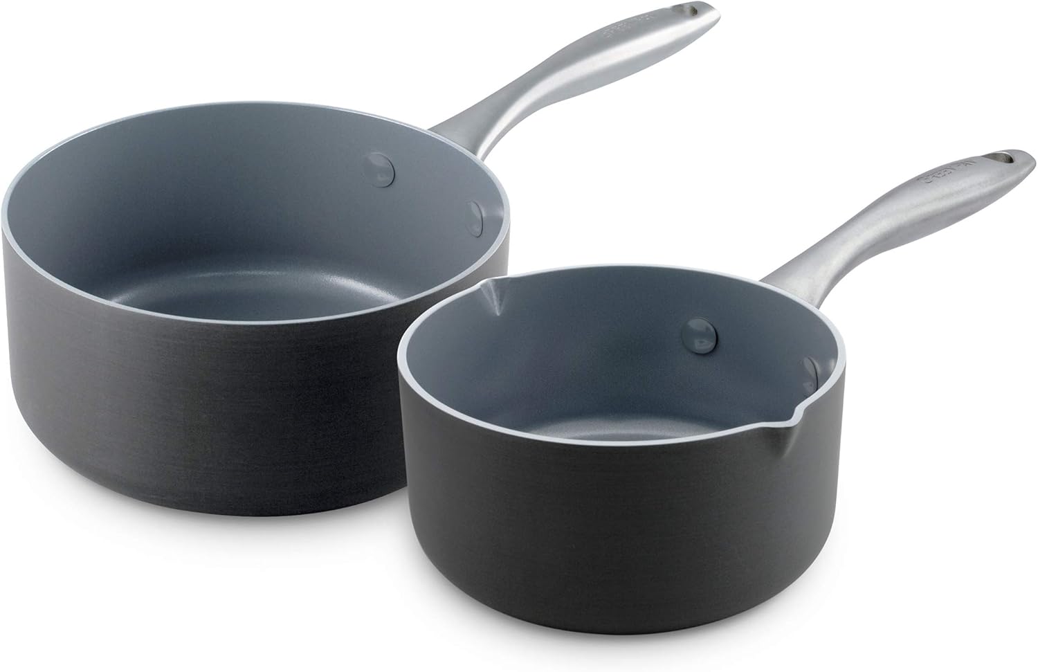 GreenPan Lima Healthy Ceramic Nonstick, 10, Gray  Lima 1QT and 2QT Ceramic Non-Stick Saucepan Set, Gray -