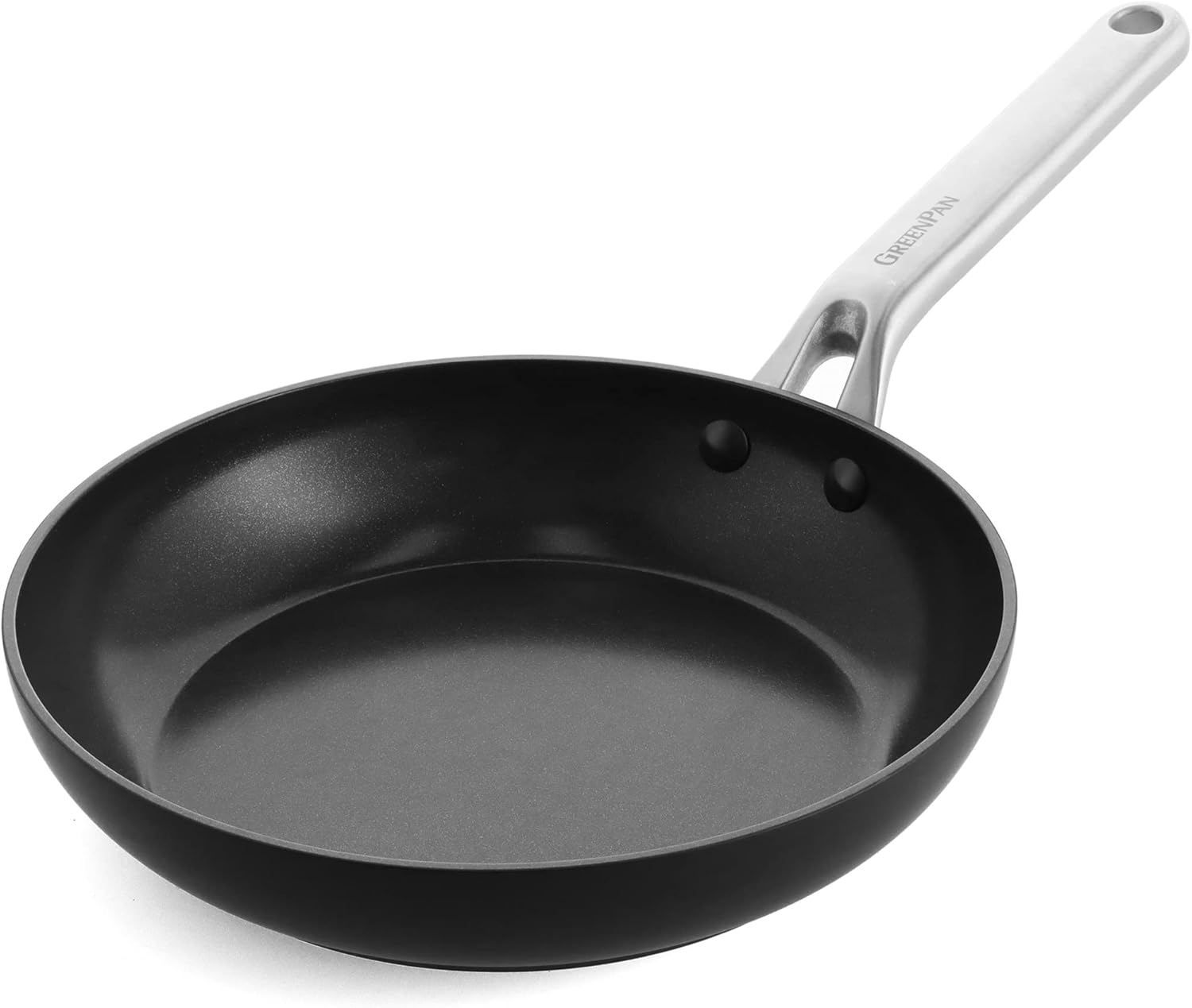 GreenPan Omega Hard Anodized Advanced Healthy Ceramic Nonstick, 9.5 Frying Pan Skillet,Anti-Warp Induction Base, Diamond Reinforced Durable Coating, Stay-Flat Surface for Oil, OvenBroiler Safe,Black