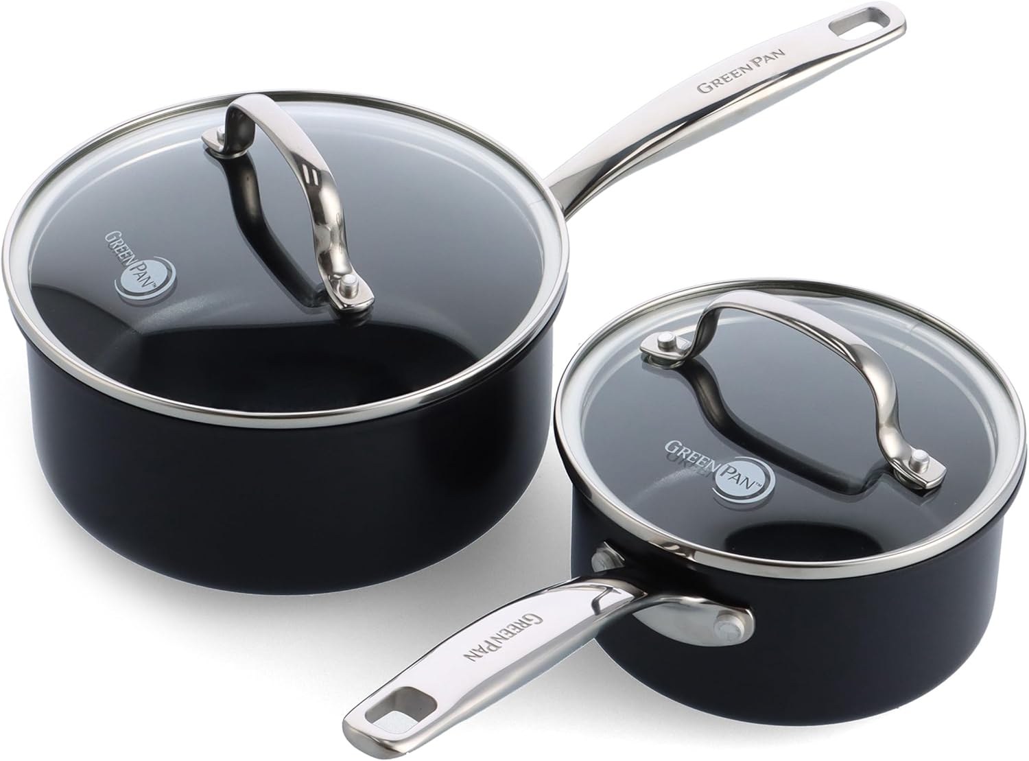 GreenPan Rio 8  10 Frying Pan and Chatham 1QT  2QT Saucepan Pot Set with Lids, Healthy Ceramic Nonstick, PFAS-Free