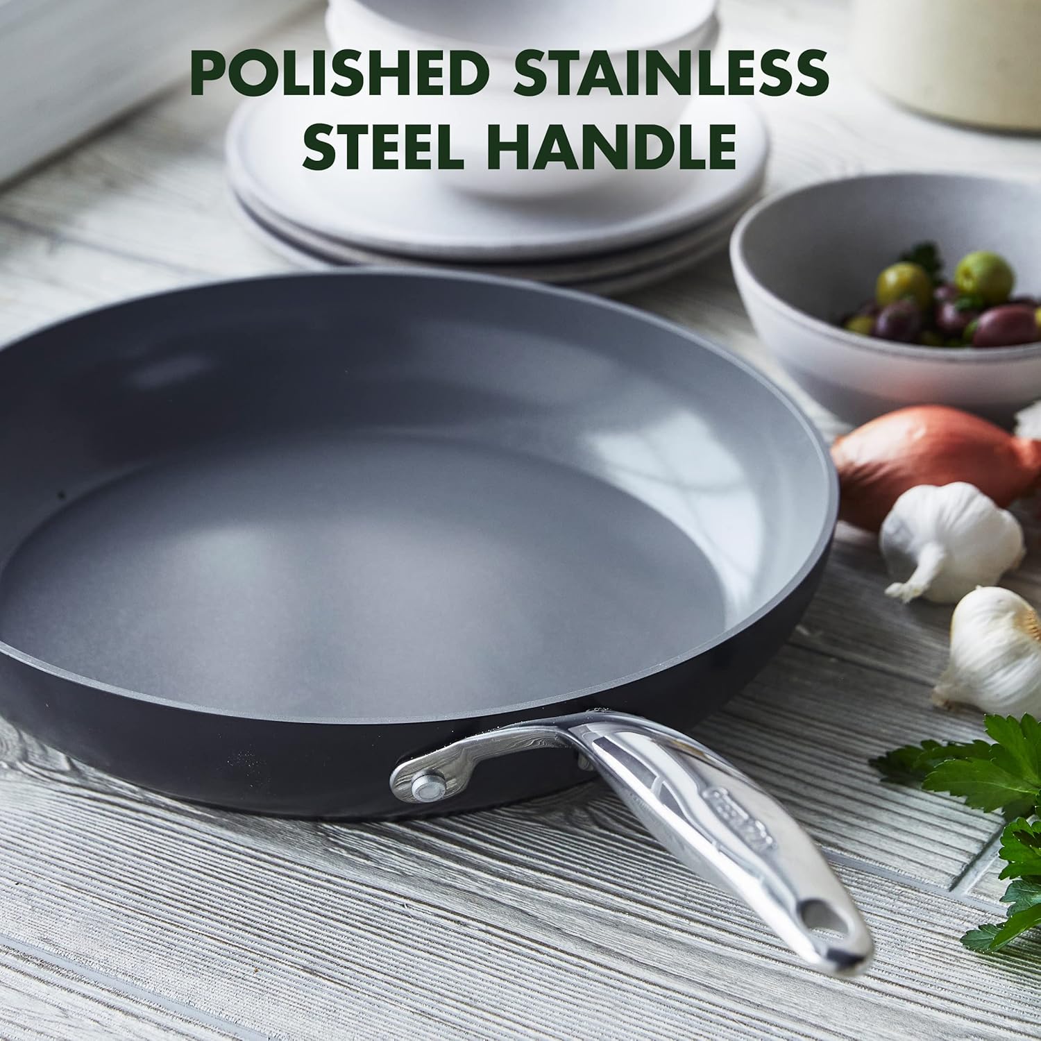 GreenPan Valencia Pro Hard Anodized Healthy Ceramic Nonstick 10 Frying Pan Skillet with Lid, PFAS-Free, Induction, Dishwasher Safe, Oven Safe, Gray