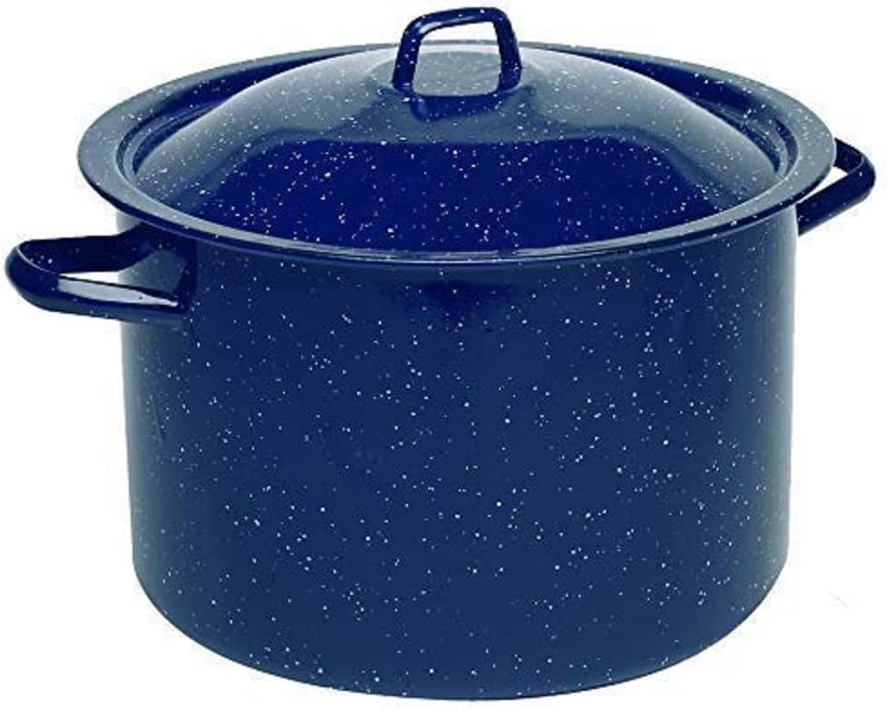 IMUSA USA Blue 6-Quart Speckled Enamel Stock Pot with Lid  USA 4-Quart Blue Speckled Enamel Stock Pot with Lid