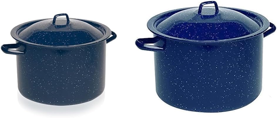 IMUSA USA Blue 6-Quart Speckled Enamel Stock Pot with Lid  USA 4-Quart Blue Speckled Enamel Stock Pot with Lid