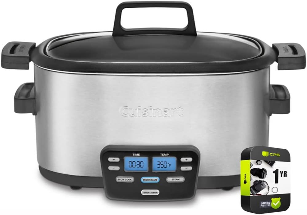 Cuisinart MSC-600 6 Quart 3-In-1 Cook Central Multicooker Slow Cooker Steamer Bundle with 1 YR CPS Enhanced Protection Pack