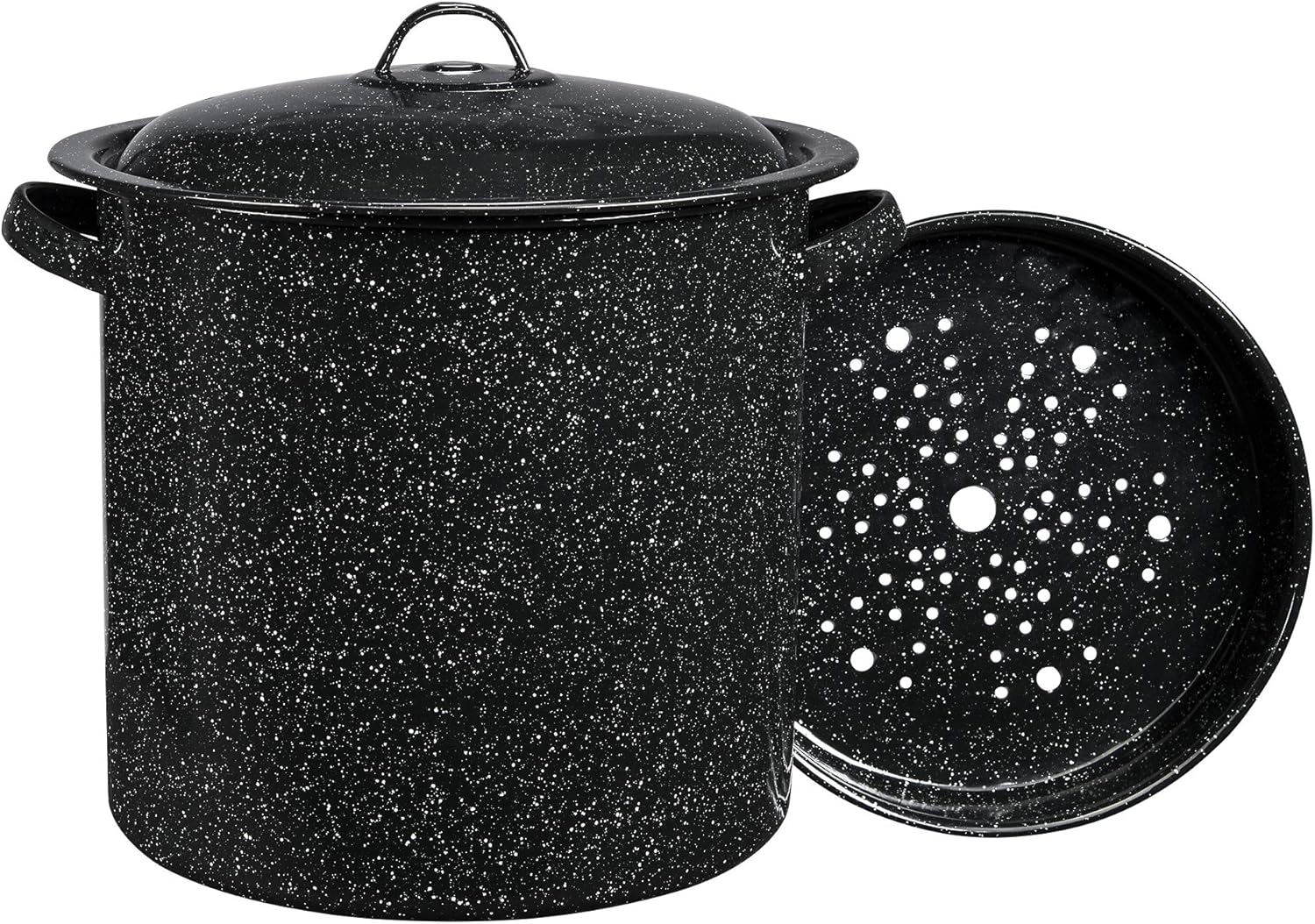 Granite Ware 15.5 Qt Steamer, with Lid and Insert. Enameled steel perfect for seafood, soups or sauces.