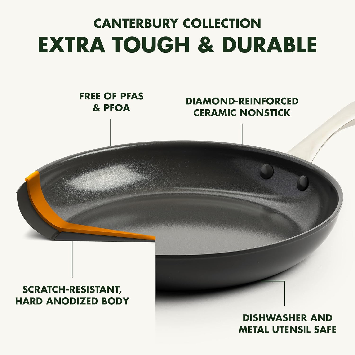 GreenPan Canterbury Hard Anodized Healthy Ceramic Nonstick, 5QT Saute Pan with Lid, PFAS-Free, Dishwasher Safe, Oven Safe, Black