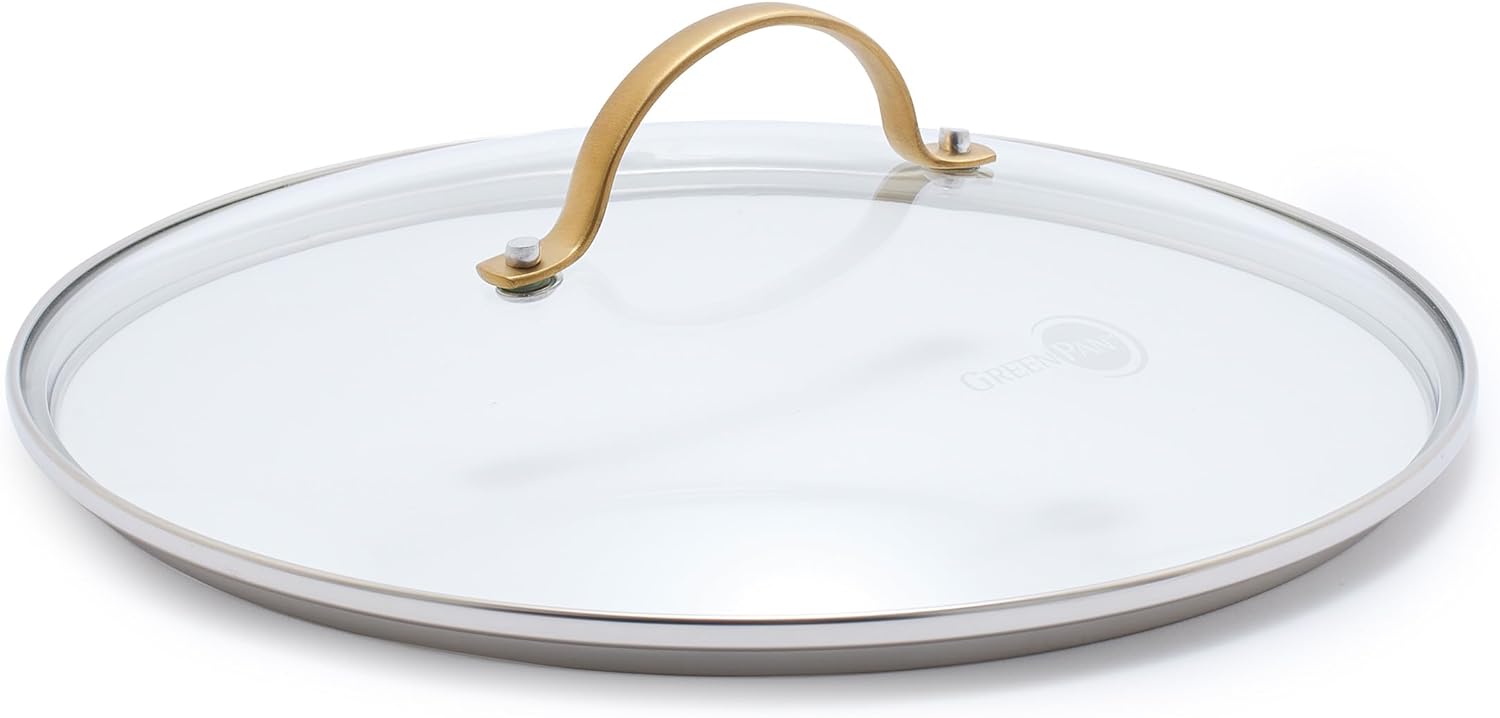 GreenPan Reserve 10 Tempered Glass Lid for Pots and Pans Cookware, Gold-Tone Handle with Matte Finish, Dishwasher and Oven Safe