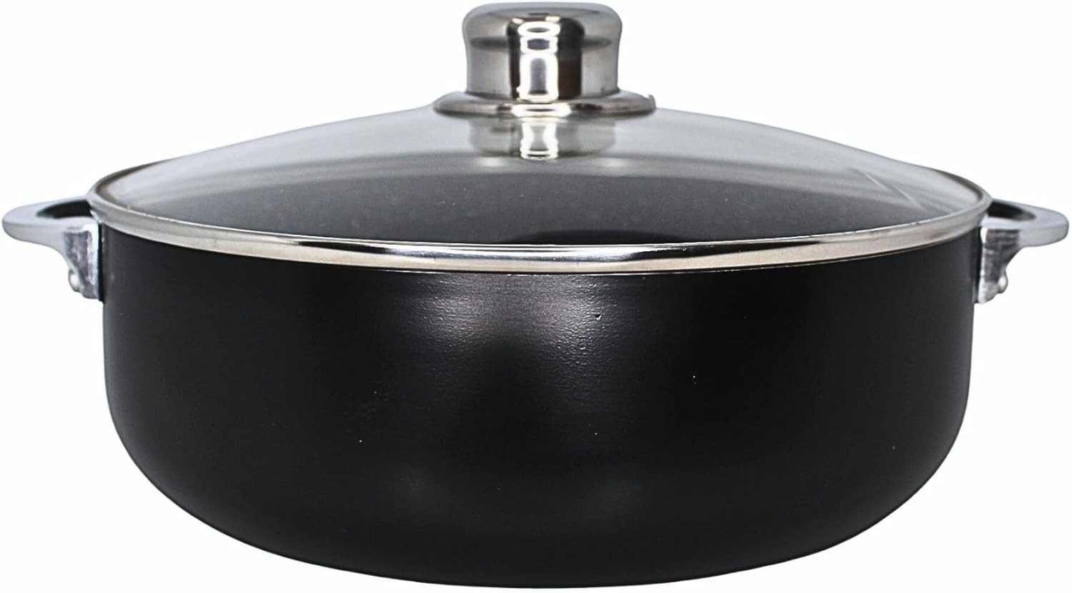 IMUSA 4.4Qt Bistro Ceramic Nonstick Caldero/Dutch Oven with Glass Lid, Black