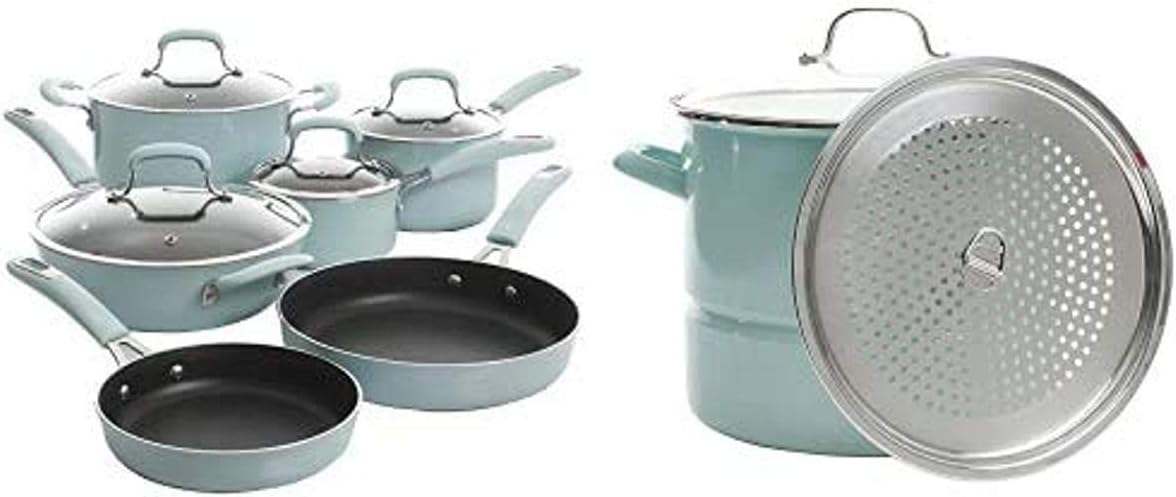 Kenmore Andover Cookware and Steamer Combo (Glacier Blue)