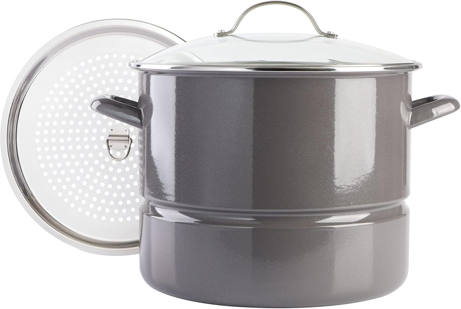 Kenmore Broadway 16-Quart Steamer Stock Pot - Graphite Grey