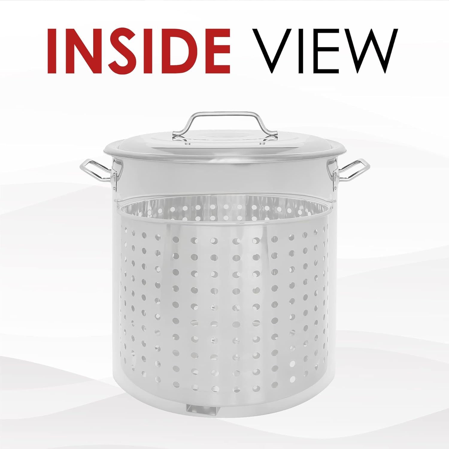 Stainless Steel Stock Pot w/Steamer Basket. Cookware great for boiling and steaming (24 Quart)