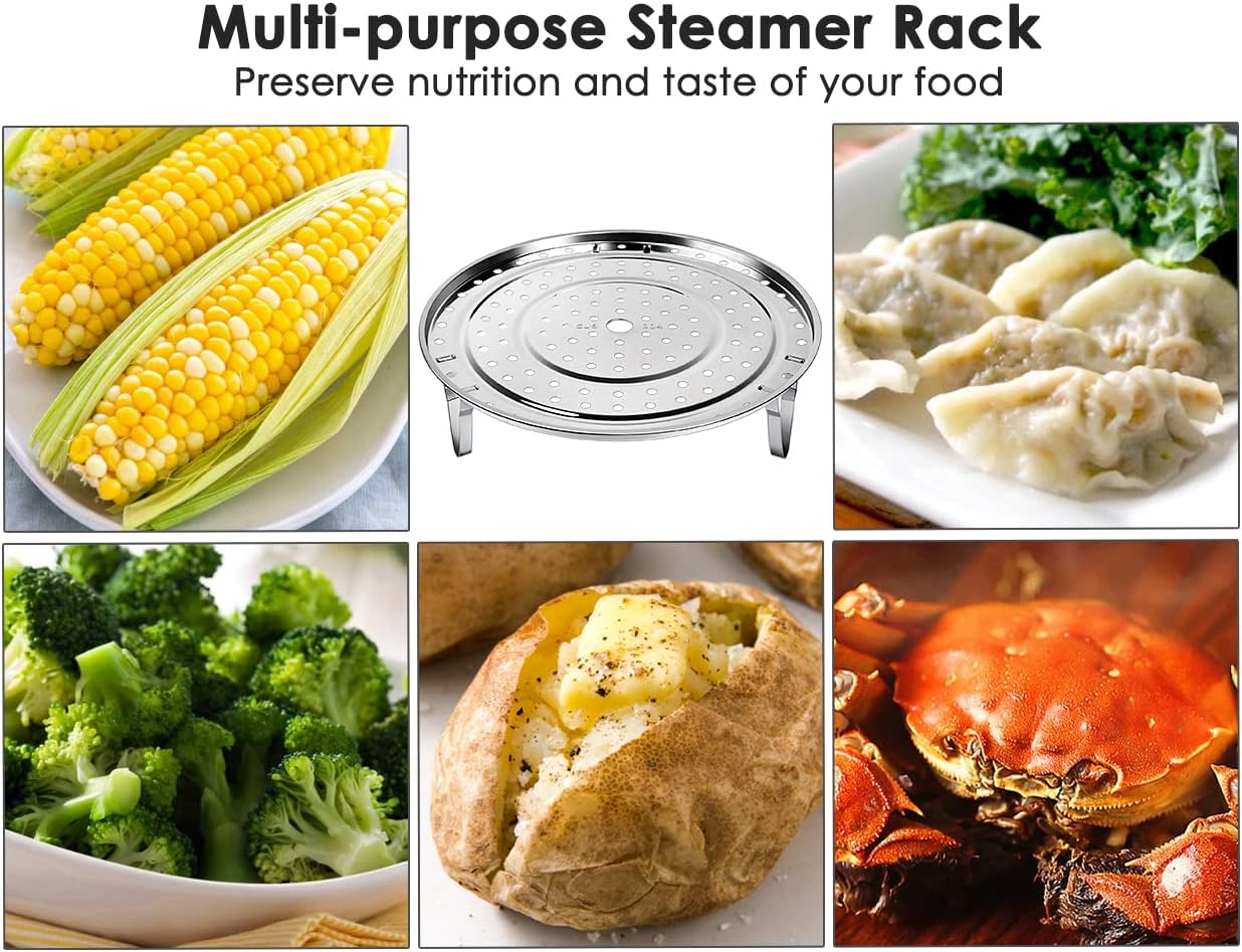 Steamer Rack 10.3 Inch Premium 304 Stainless Steel Steaming Rack Steam Tray with Removable Legs for Steamer Cookware Instant Pressure Cooker Multi-functional Steamer Basket