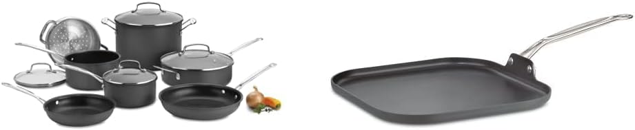 Cuisinart Chefs Classic Nonstick Hard-Anodized 11-Piece Cookware Set,Black  630-20 Chefs Classic 11-Inch Square Griddle Nonstick-Hard-Anodized