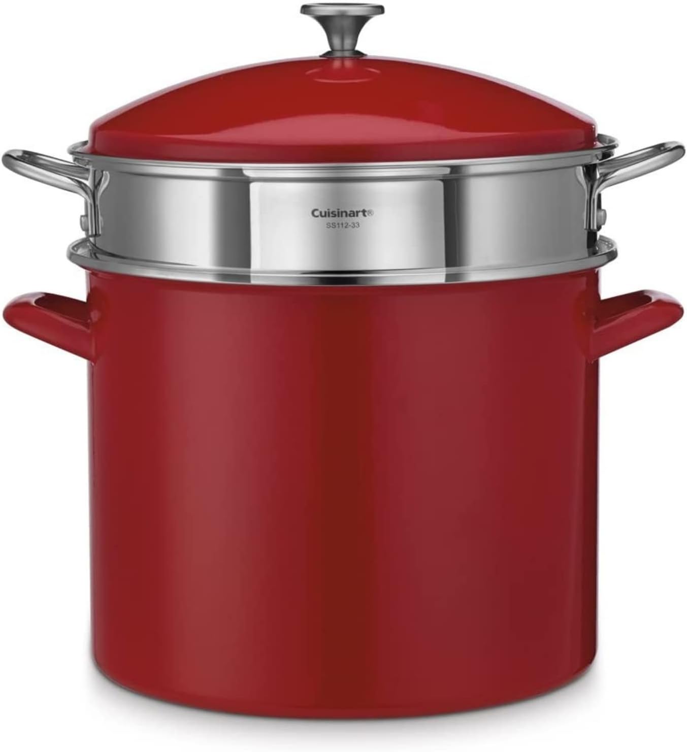 Cuisinart EOS126-28R Chefs Classic Steel Cover Enamel-Stockpot, 12-Quart, Red