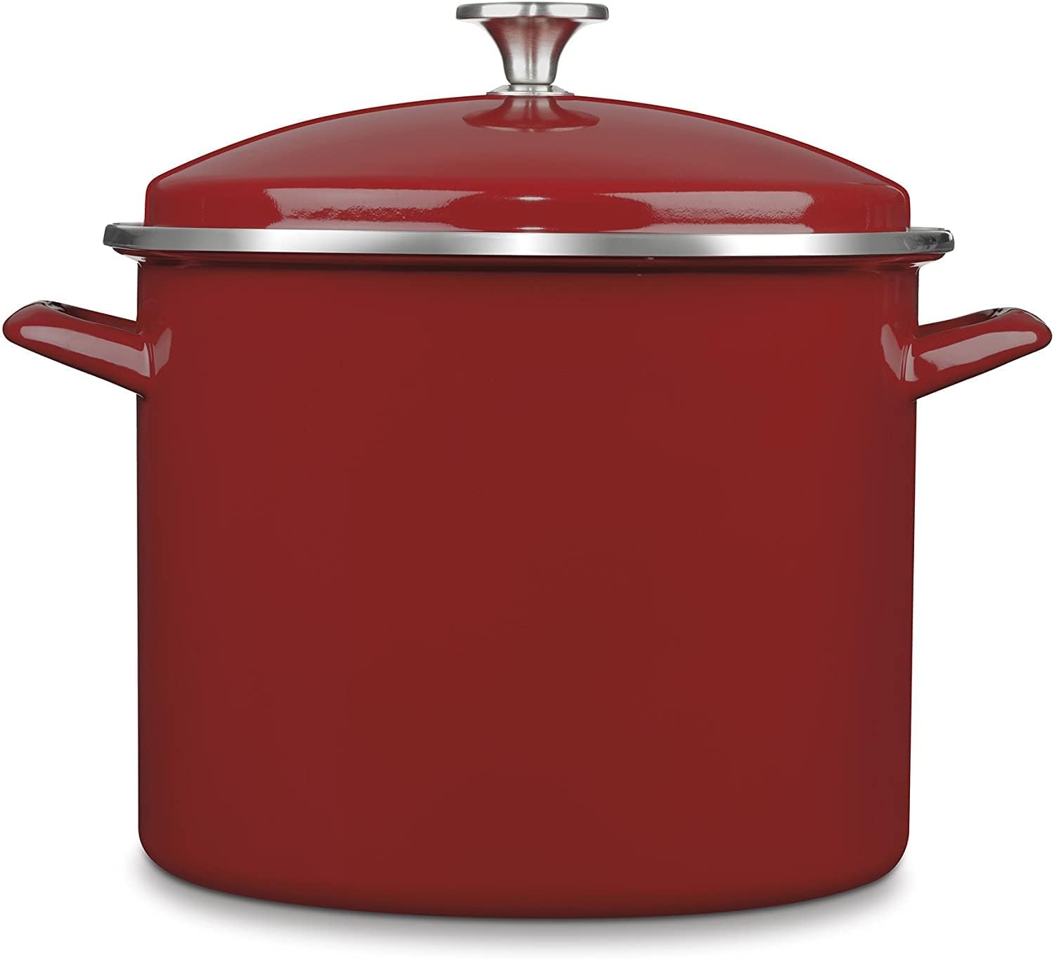 Cuisinart EOS126-28R Chefs Classic Steel Cover Enamel-Stockpot, 12-Quart, Red