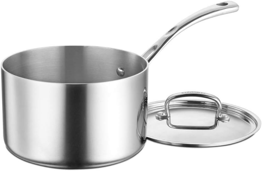 Cuisinart French Classic Tri-Ply Stainless 1-Quart Saucepan with Cover,Silver