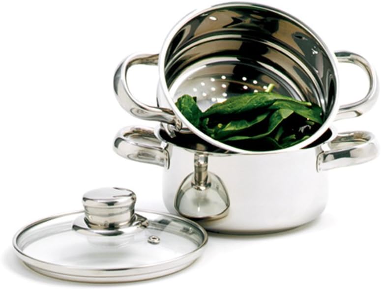 Norpro 1-Quart Stainless Steel Mini Steamer Cooker, 3 Piece Set